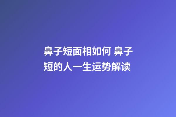 鼻子短面相如何 鼻子短的人一生运势解读